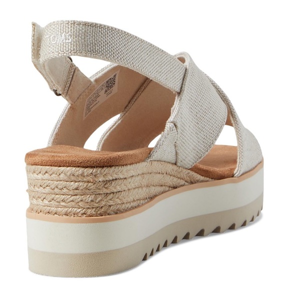 Toms Diana Crossover comfy chunky wedge espadrille Sandals neutral 8 NWT - Picture 9 of 13